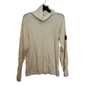 Vintage South Pole Authentic Collection Cream Ribbed Cowl Neck Sweater Size L 10